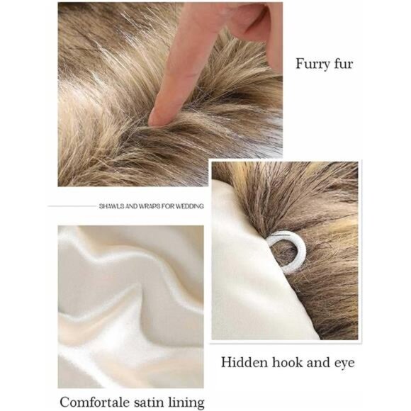 Women's Fur Shawls and Wraps Wedding Fur Scarf Faux Bridal Fur Stole - Picture 3 of 7